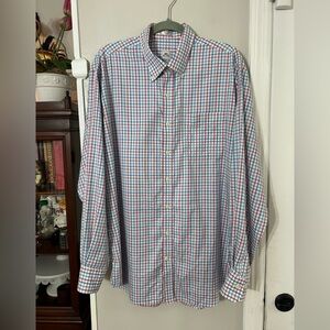 PETER MILLAR Nanoluxe Crown Plaid Long Sleeve Button Front Shirt size XL